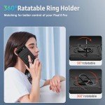 for Google Pixel 7 Pro Case with Camera Lens Cover, 10 FT Military Grade Drop Protection, Magnetic Ring Holder Kickstand Protective Phone Case for Pixel 7 Pro, Black