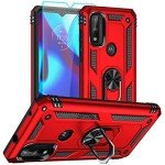 for Moto G Play 2023 Case: Moto G Pure Case, Moto G Power 2022 Case with HD Screen Protector, [Military Grade 16ft. Drop Tested] Ring Shockproof Protective Phone Case for Motorola G Pure, Red