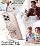 TORRAS Desert Titanium for iPhone 16 Pro Max Case, [Military Grade Drop Tested][Fit for MagSafe] [Built-in Stand] Translucent Slim Soft Edge Case for iPhone 16 Pro Max 6.9" 2024, Rose Gold