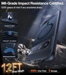 TORRAS Magnetic & Stand for Google Pixel 8 Pro Case, Fit for MagSafe, 12FT Mil-Grade Drop Protection, Slim Fit for Google Pixel 8 Pro Phone Case with Built-in Flush Kickstand, Translucent Matte Black