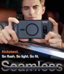 TORRAS Magnetic & Stand for Google Pixel 8 Pro Case, Fit for MagSafe, 12FT Mil-Grade Drop Protection, Slim Fit for Google Pixel 8 Pro Phone Case with Built-in Flush Kickstand, Translucent Matte Black