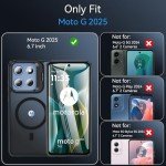 OWKEY Case for Moto G 2025, Magnetic Phone Case [with Camera Stand Guard] Anti-Fingerprint Translucent Matte Shockproof Protective Case for Motorola Moto G 5G 2025 (Black)
