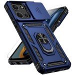 for Motorola Moto G 2025 Case, with Slide Camera Cover HD Screen Protector [Military Grade 16ft. Drop Tested] Magnetic Ring Holder Kickstand Protective Phone Case for Motorola Moto G 2025, Navy Blue