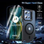 OWKEY Case for Moto G 2025, Magnetic Phone Case [with Camera Stand Guard] Anti-Fingerprint Translucent Matte Shockproof Protective Case for Motorola Moto G 5G 2025 (Black)