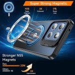 OWKEY Case for Moto G 2025, Magnetic Phone Case [with Camera Stand Guard] Anti-Fingerprint Translucent Matte Shockproof Protective Case for Motorola Moto G 5G 2025 (Black)