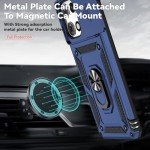 for Motorola Moto G 2025 Case, with Slide Camera Cover HD Screen Protector [Military Grade 16ft. Drop Tested] Magnetic Ring Holder Kickstand Protective Phone Case for Motorola Moto G 2025, Navy Blue