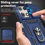 for Motorola Moto G 2025 Case, with Slide Camera Cover HD Screen Protector [Military Grade 16ft. Drop Tested] Magnetic Ring Holder Kickstand Protective Phone Case for Motorola Moto G 2025, Navy Blue