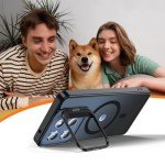 OWKEY Case for Moto G 2025, Magnetic Phone Case [with Camera Stand Guard] Anti-Fingerprint Translucent Matte Shockproof Protective Case for Motorola Moto G 5G 2025 (Black)