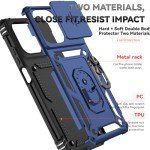 for Motorola Moto G 2025 Case, with Slide Camera Cover HD Screen Protector [Military Grade 16ft. Drop Tested] Magnetic Ring Holder Kickstand Protective Phone Case for Motorola Moto G 2025, Navy Blue