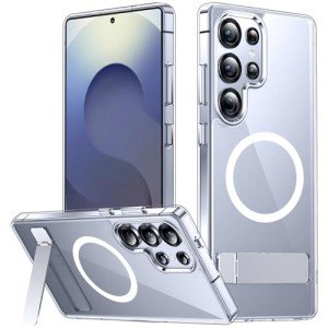SPIDERCASE Magnetic for Samsung Galaxy S25 Ultra Case, [3 Stand Ways][ Military Grade Drop Protection] with Invisible Stand Shockproof Slim Case for S25 Ultra 5G,Clear