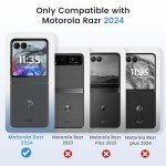 Ruky for Motorola Razr 2024 Case, Built-in Screen Protector, Supports Wireless Charging, Slim Fit, Hard, Ultra-Thin, Black