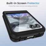 Ruky for Motorola Razr 2024 Case, Built-in Screen Protector, Supports Wireless Charging, Slim Fit, Hard, Ultra-Thin, Black