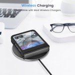 Ruky for Motorola Razr 2024 Case, Built-in Screen Protector, Supports Wireless Charging, Slim Fit, Hard, Ultra-Thin, Black