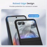 Ruky for Motorola Razr 2024 Case, Built-in Screen Protector, Supports Wireless Charging, Slim Fit, Hard, Ultra-Thin, Black