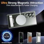 SPIDERCASE Magnetic for Samsung Galaxy S23 Ultra Case, [3 Stand Ways][ Military Grade Drop Protection] with Invisible Stand Shockproof Slim Case for Samsung S23 Ultra 6.8", Clear