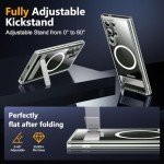 SPIDERCASE Magnetic for Samsung Galaxy S23 Ultra Case, [3 Stand Ways][ Military Grade Drop Protection] with Invisible Stand Shockproof Slim Case for Samsung S23 Ultra 6.8", Clear