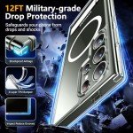 SPIDERCASE Magnetic for Samsung Galaxy S23 Ultra Case, [3 Stand Ways][ Military Grade Drop Protection] with Invisible Stand Shockproof Slim Case for Samsung S23 Ultra 6.8", Clear