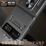 Haeuorey for Motorola Razr 2023 Case with Camera Cover & Kickstand, Slide Lens Protection + 360° Rotate Ring Stand, Impact-Resistant, Shockproof, Protective Bumper,Cases for Moto Razr 2023 (Black)