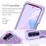 LONTECT for Moto Edge 2021 Case, Moto Edge 5G UW Case Glitter Sparkly Bling Shockproof Heavy Duty Hybrid Sturdy High Impact Protective Cover for Motorola Moto Edge 2021, Shiny Purple