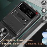 Haeuorey for Motorola Razr 2023 Case with Camera Cover & Kickstand, Slide Lens Protection + 360° Rotate Ring Stand, Impact-Resistant, Shockproof, Protective Bumper,Cases for Moto Razr 2023 (Black)