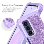 LONTECT for Moto Edge 2021 Case, Moto Edge 5G UW Case Glitter Sparkly Bling Shockproof Heavy Duty Hybrid Sturdy High Impact Protective Cover for Motorola Moto Edge 2021, Shiny Purple
