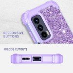 LONTECT for Moto Edge 2021 Case, Moto Edge 5G UW Case Glitter Sparkly Bling Shockproof Heavy Duty Hybrid Sturdy High Impact Protective Cover for Motorola Moto Edge 2021, Shiny Purple