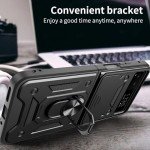 Haeuorey for Motorola Razr 2023 Case with Camera Cover & Kickstand, Slide Lens Protection + 360° Rotate Ring Stand, Impact-Resistant, Shockproof, Protective Bumper,Cases for Moto Razr 2023 (Black)