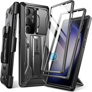 TONGATE for Samsung Galaxy S23 Ultra Case, [Built-in Slide Camera Cover & Screen Protector] [2 Front Frame] Military Grade Shockproof S23 Ultra Phone Case with Kickstand & Belt-Clip 6.8", Black