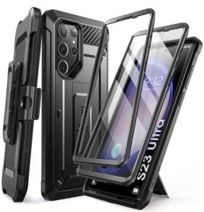 SUPCASE for Samsung Galaxy S23 Ultra Case with Stand, [Unicorn Beetle Pro] [2 Front Frames] [Built-in Screen Protector & Belt-Clip] Military-Grade Protection Phone Case for Galaxy S23 Ultra, Black