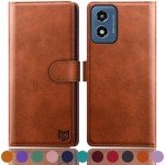 SUANPOT for Motorola Moto G 5G 2024/G Play 2024 Wallet case with RFID Blocking Credit Card Holder,Flip Book PU Leather Protective Cover Women Men for Moto G 5G 2024/G Play 2024 Phone case Light Brown
