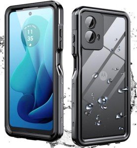 for Motorola Moto G 5G 2024 Case with Built-in Screen Protector, Waterproof Case Rugged Full Body Underwater Dustproof Shockproof Drop Proof Protective Cover Case, Black