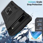 Weycolor for Google Pixel 7 Case with Camera Lens Cover, HD Screen Protector, 10 FT Military Grade Drop Protection, Magnetic Ring Holder Kickstand Protective Phone Case for Google Pixel 7, Black