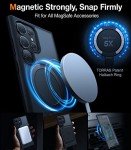 TORRAS Magnetic Designed for Samsung Galaxy S23 Ultra Case [Compatible with Magsafe] Stand, [Military Grade Drop Tested] Shockproof Translucent Slim Protective Ostand, Black