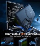 TORRAS Magnetic Designed for Samsung Galaxy S23 Ultra Case [Compatible with Magsafe] Stand, [Military Grade Drop Tested] Shockproof Translucent Slim Protective Ostand, Black