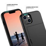 Nvollnoe for iPhone 14 Case with Card Holder Heavy Duty Protective Dual Layer Shockproof Hidden Card Slot Slim Wallet Case for iPhone 14 for Women&Men(Black)