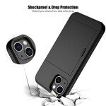 Nvollnoe for iPhone 14 Case with Card Holder Heavy Duty Protective Dual Layer Shockproof Hidden Card Slot Slim Wallet Case for iPhone 14 for Women&Men(Black)