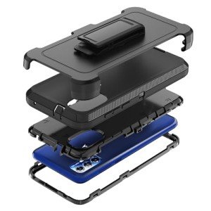 TMIDVFV Rugged Phone Case for Moto G Play (2023) & Moto G Power (2022), with Belt Clip Holster & Kickstand - Heavy Duty Shockproof Protective Full Body Case Cover (Black)