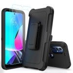 TMIDVFV Rugged Phone Case for Moto G Play (2023) & Moto G Power (2022), with Belt Clip Holster & Kickstand - Heavy Duty Shockproof Protective Full Body Case Cover (Black)