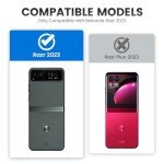 VEGO for Motorola Razr 2023 Case with Hinge Protection [Not fit Razr Plus 2023], Built-in Screen Protector & Kickstand PU Leather Full Body Protective Shockproof Cover - Black