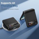 VEGO for Motorola Razr 2023 Case with Hinge Protection [Not fit Razr Plus 2023], Built-in Screen Protector & Kickstand PU Leather Full Body Protective Shockproof Cover - Black