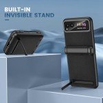 VEGO for Motorola Razr 2023 Case with Hinge Protection [Not fit Razr Plus 2023], Built-in Screen Protector & Kickstand PU Leather Full Body Protective Shockproof Cover - Black