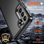 SPIDERCASE for Samsung Galaxy S22 Case, [10 FT Military Grade Drop Protection],2 Pack [Tempered Glass Screen Protector+Camera Lens Protector] Heavy Duty Shockproof Case for Galaxy S22 6.1'',Black