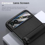 VEGO for Motorola Razr 2023 Case with Hinge Protection [Not fit Razr Plus 2023], Built-in Screen Protector & Kickstand PU Leather Full Body Protective Shockproof Cover - Black