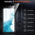 SPIDERCASE for Samsung Galaxy S22 Case, [10 FT Military Grade Drop Protection],2 Pack [Tempered Glass Screen Protector+Camera Lens Protector] Heavy Duty Shockproof Case for Galaxy S22 6.1'',Black