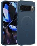 FNTCASE for Google Pixel 9-Pro-XL Case: Magnetic Translucent Matte Shockproof Slim Cell Phone Cover - Military Grade Drop Proof Hard Back Anti-Fingerprint Protective Case (6.8 inch/Blue)