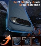 FNTCASE for Google Pixel 9-Pro-XL Case: Magnetic Translucent Matte Shockproof Slim Cell Phone Cover - Military Grade Drop Proof Hard Back Anti-Fingerprint Protective Case (6.8 inch/Blue)