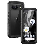 Lanhiem for Pixel 8a Case, IP68 Waterproof Dustproof, Built-in Screen Protector, Rugged Full Body Shockproof Phone Case for Google Pixel 8a, Obsidian Black