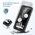 Lanhiem for Pixel 8a Case, IP68 Waterproof Dustproof, Built-in Screen Protector, Rugged Full Body Shockproof Phone Case for Google Pixel 8a, Obsidian Black