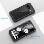 Lanhiem for Pixel 8a Case, IP68 Waterproof Dustproof, Built-in Screen Protector, Rugged Full Body Shockproof Phone Case for Google Pixel 8a, Obsidian Black