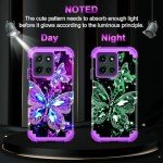 Miqala for Moto G 5G 2025 Case,Glow in The Dark Three Layer Heavy Duty Shockproof Full Body Protection Hard Plastic Bumper+Soft Silicone Protective Case for Motorola Moto G 5G 2025,Amaranth Dark